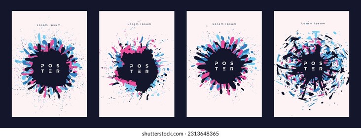 Colorful splash spray paint texture art graffiti backdrop poster set design with grunge style and minimal concept