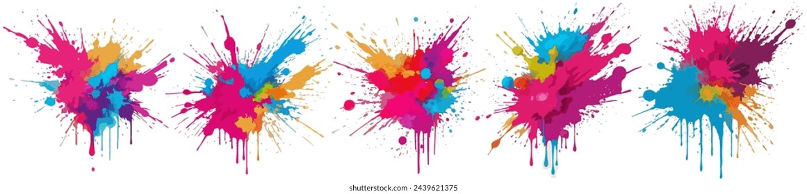 Colorful splashed in grunge style. Vector isolated collection.