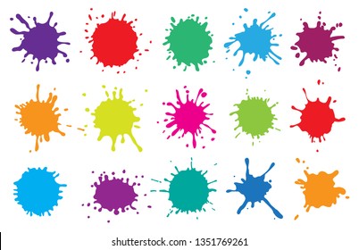 Colorful Paint Splatterspaint Splashes Setvector Illustration Stock ...