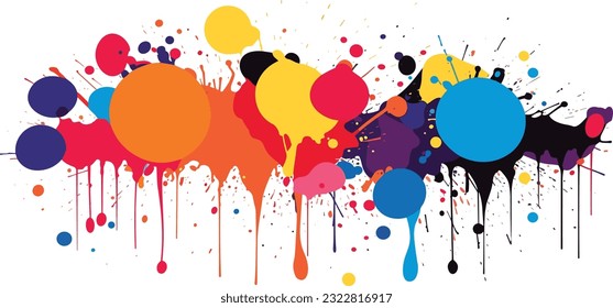 colorful splashes on isolated white background