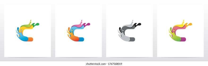 Colorful Splashes On Letter Logo Design C