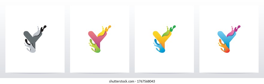 Colorful Splashes On Letter Logo Design Y