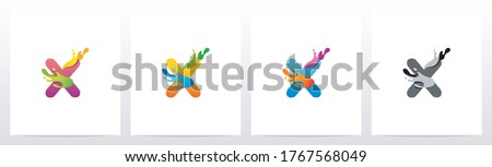 Colorful Splashes On Letter Logo Design X