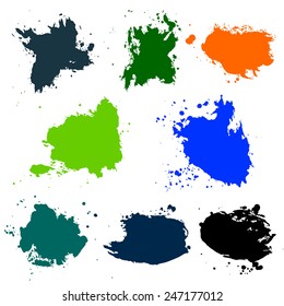 Colorful splashes on white background