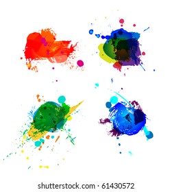 Colorful splashes on white background