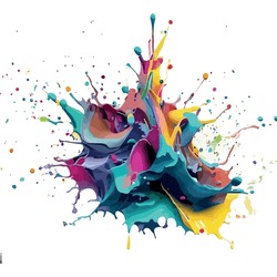 Colorful Splashes Of Paint, Abstract Art