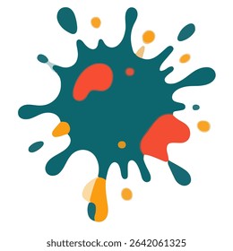 A colorful splat with teal, orange, and yellow hues, creating a dynamic, abstract design. Vector