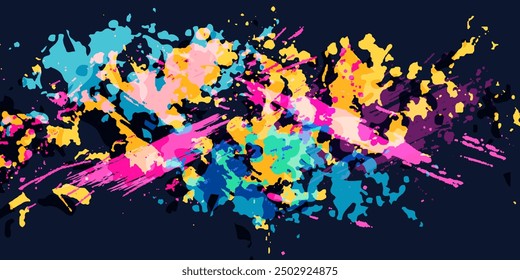 Textura colorida de la pintura de la salpicadura en fondo oscuro, ilustración del arte