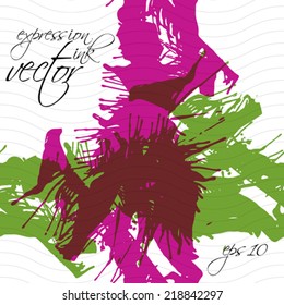 Colorful splattered web design repeat pattern, art ink blob, multilayered paintbrush drawing. Bright graffiti transparent seamless background, eps10.