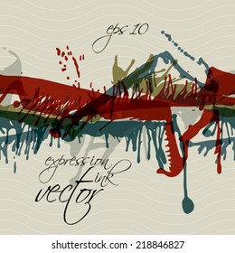 Colorful splattered web design repeat pattern, stylish art ink blob, expressive paintbrush drawing. Bright graffiti daub transparent seamless background, eps10.