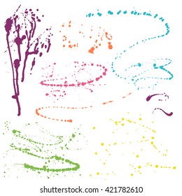 Colorful splatters - design elements on white background