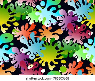 Colorful Splatters Seamless Pattern.