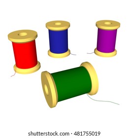 Colorful spools of sewing thread.  Vector illustration on a white background.