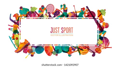 Colorful sport background. Football, basketball, hockey, soccer, golf, tennis, biathlon, snowboarding, skating, ice skiing, figure, freestyle. Vector illustration - Vector