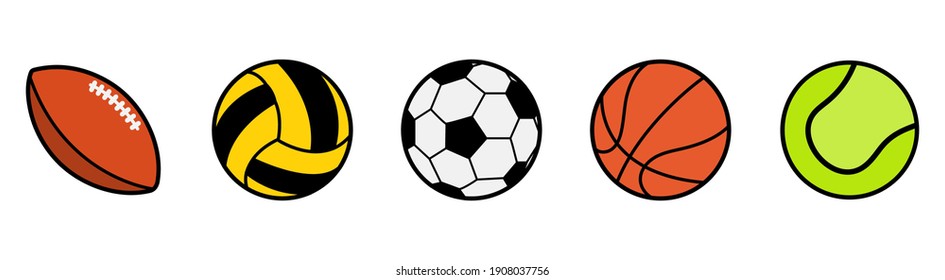 Colorful sport balls set. Different sport symbols. Vector icons collection