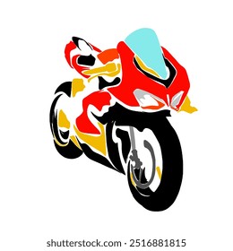 a colorful sport bike silhouette icon without background