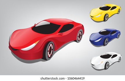The colorful sport car set.(vector)
