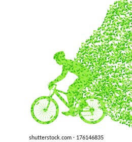 Colorful sport road bike rider bicycle silhouette background illustration vector concept made of triangular fragments explosion