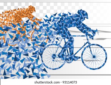 Colorful sport road bike riders bicycle silhouettes in urban city road background illustration vector