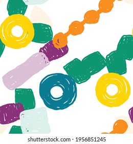 Colorido Vector Deportivo Patrón sin inconvenientes. Impresión de dibujos animados de verano de Hipster. Afiche de Cubismo de Color. Fondo de escritorio de Doodle abstracto.