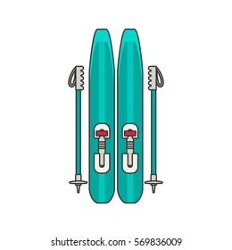 Colorful sport winter ski isolated illustration