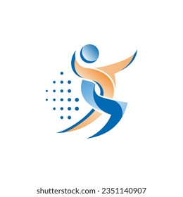 colorful sports abstract logo, run logo, volley ball,