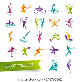 Colorful sports icon set vector illustration