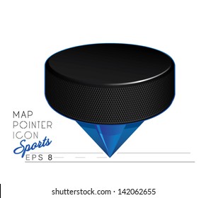 Colorful sports Map pointer icon. Hockey puck. Vector