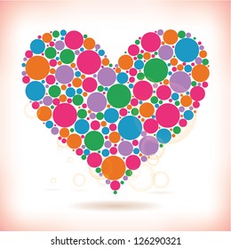 colorful spot heart, valentine day card