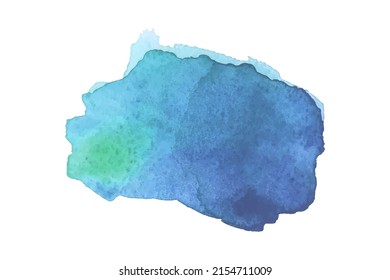 Colorful spot on isolated white. Colored blotch. Watercolour splotch. Paint and ink smudges. Bright blur stain. Trendy label brush stroke background