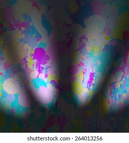 Colorful spotlight brush strokes background. Vector version