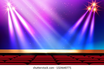 colorful spotlight on the stage in the hall