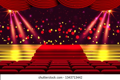 colorful and spotlight on the stage in the hall