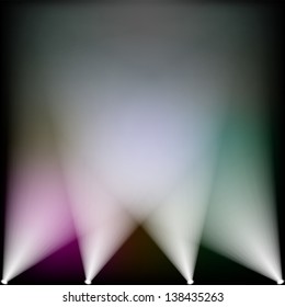 Colorful spotlights lighting up
