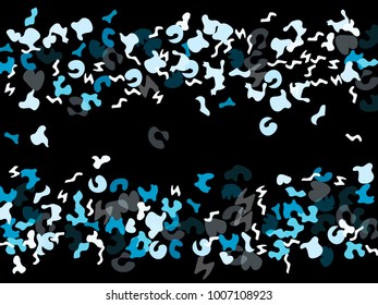 Colorful spots. Black background. Abstract print pattern. Vector illustration for celebration, party, holiday, invitation and Your project. Chaotic Decor. Modern Creative Style.