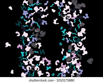 Colorful spots. Black background. Abstract print pattern. Vector illustration for celebration, party, holiday, invitation and Your project. Chaotic Decor. Modern Creative Style.