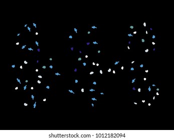 Colorful spots. Black background. Abstract print pattern. Vector illustration for celebration, party, holiday, invitation and Your project. Chaotic Decor. Modern Creative Style.