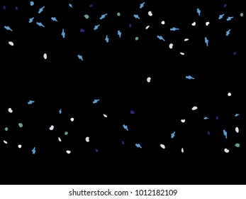 Colorful spots. Black background. Abstract print pattern. Vector illustration for celebration, party, holiday, invitation and Your project. Chaotic Decor. Modern Creative Style.