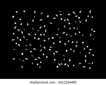 Colorful spots. Black background. Abstract print pattern. Vector illustration for celebration, party, holiday, invitation and Your project. Chaotic Decor. Modern Creative Style.