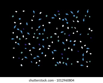 Colorful spots. Black background. Abstract print pattern. Vector illustration for celebration, party, holiday, invitation and Your project. Chaotic Decor. Modern Creative Style.