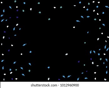 Colorful spots. Black background. Abstract print pattern. Vector illustration for celebration, party, holiday, invitation and Your project. Chaotic Decor. Modern Creative Style.