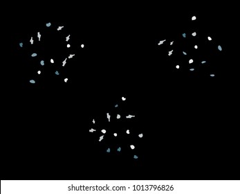 Colorful spots. Black background. Abstract print pattern. Vector illustration for celebration, party, holiday, invitation and Your project. Chaotic Decor. Modern Creative Style.
