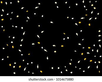 Colorful spots. Black background. Abstract print pattern. Vector illustration for celebration, party, holiday, invitation and Your project. Chaotic Decor. Modern Creative Style.