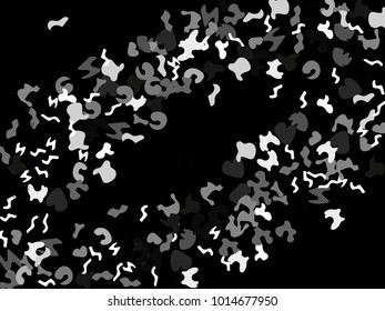 Colorful spots. Black background. Abstract print pattern. Vector illustration for celebration, party, holiday, invitation and Your project. Chaotic Decor. Modern Creative Style.