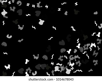 Colorful spots. Black background. Abstract print pattern. Vector illustration for celebration, party, holiday, invitation and Your project. Chaotic Decor. Modern Creative Style.