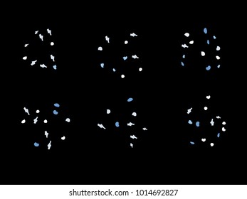 Colorful spots. Black background. Abstract print pattern. Vector illustration for celebration, party, holiday, invitation and Your project. Chaotic Decor. Modern Creative Style.