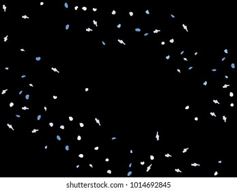 Colorful spots. Black background. Abstract print pattern. Vector illustration for celebration, party, holiday, invitation and Your project. Chaotic Decor. Modern Creative Style.