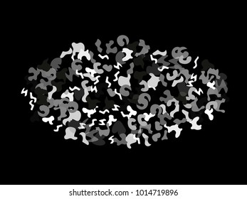 Colorful spots. Black background. Abstract print pattern. Vector illustration for celebration, party, holiday, invitation and Your project. Chaotic Decor. Modern Creative Style.