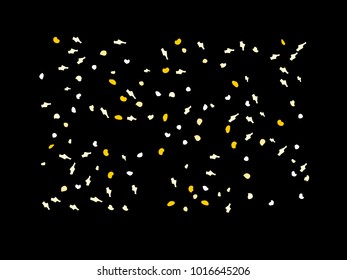 Colorful spots. Black background. Abstract print pattern. Vector illustration for celebration, party, holiday, invitation and Your project. Chaotic Decor. Modern Creative Style.