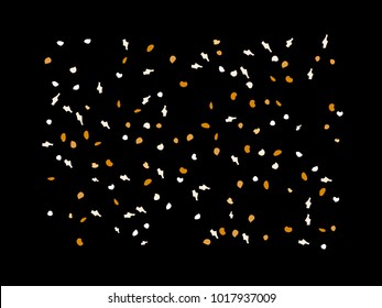 Colorful spots. Black background. Abstract print pattern. Vector illustration for celebration, party, holiday, invitation and Your project. Chaotic Decor. Modern Creative Style.